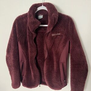 Columbia Red Teddy Jacket Plush Fleece Full-Zip